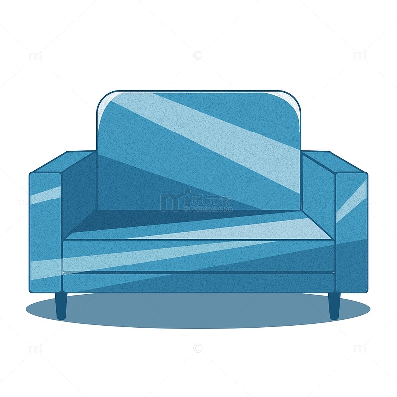 蓝色卡通家具单人沙发