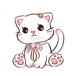 粉色可爱爱心坐小猫咪手绘装饰动物