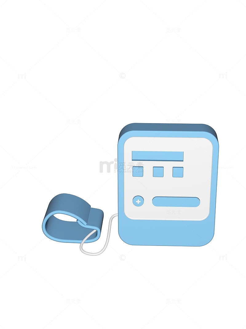 蓝色卡通3d血压测量仪器元素