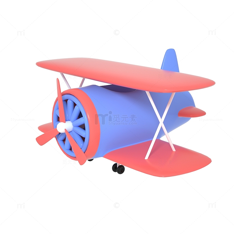 3D立体卡通风玩具飞机元素
