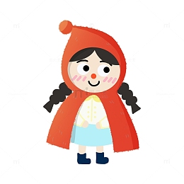红色卡通小红帽小女孩人物元素