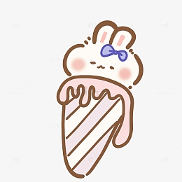 可爱软萌冰淇凌兔兔甜筒手绘夏天元素