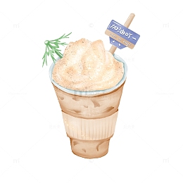 咖啡色质感肌理咖啡饮料杯饮品手绘插画