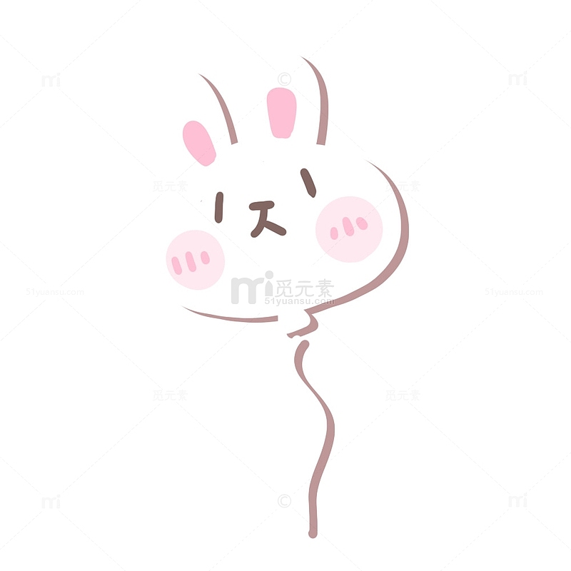 可爱白色粉色兔兔气球手绘漂浮元素
