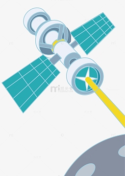 蓝色清新科技卫星太空插画素材