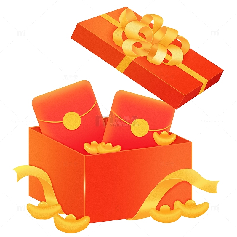 红色3D手绘电商活动促销节日红包礼盒礼包