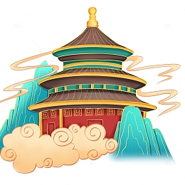 手绘国潮建筑