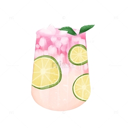 梦幻柠檬气泡水夏日饮品手绘元素