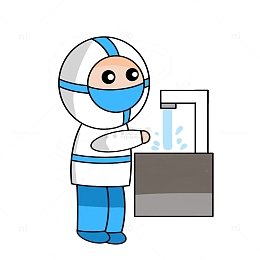 疫情防控医护人员勤洗手手绘卡通元素