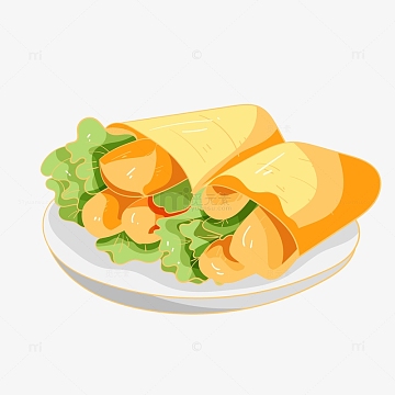 矢量手绘简约卡通鸡肉卷装饰元素