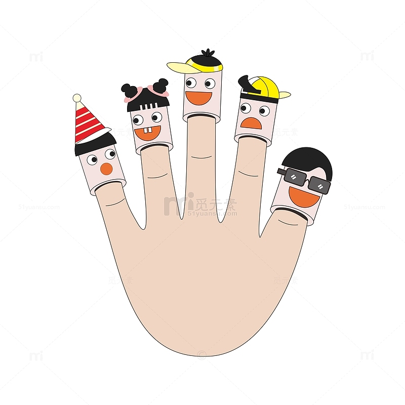 卡通可爱手指头像玩具元素