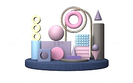 3D立体几何图形元素场景模型