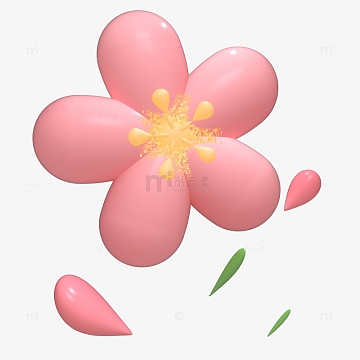 3d立体小清新花朵树叶装饰