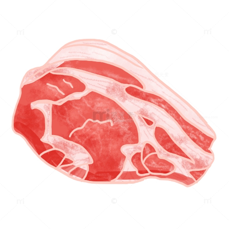 卡通手绘新鲜猪肉五花肉设计元素素材