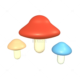 C4D立体蘑菇植物元素