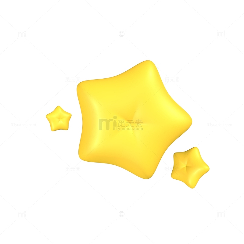 3D立体黄色五角星装饰图标