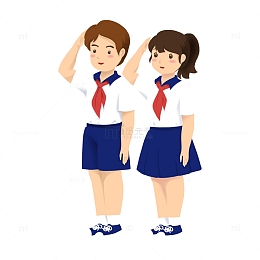 敬礼的红领巾手绘卡通人物元素