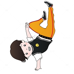 黄色卡通街舞少年手绘卡通图