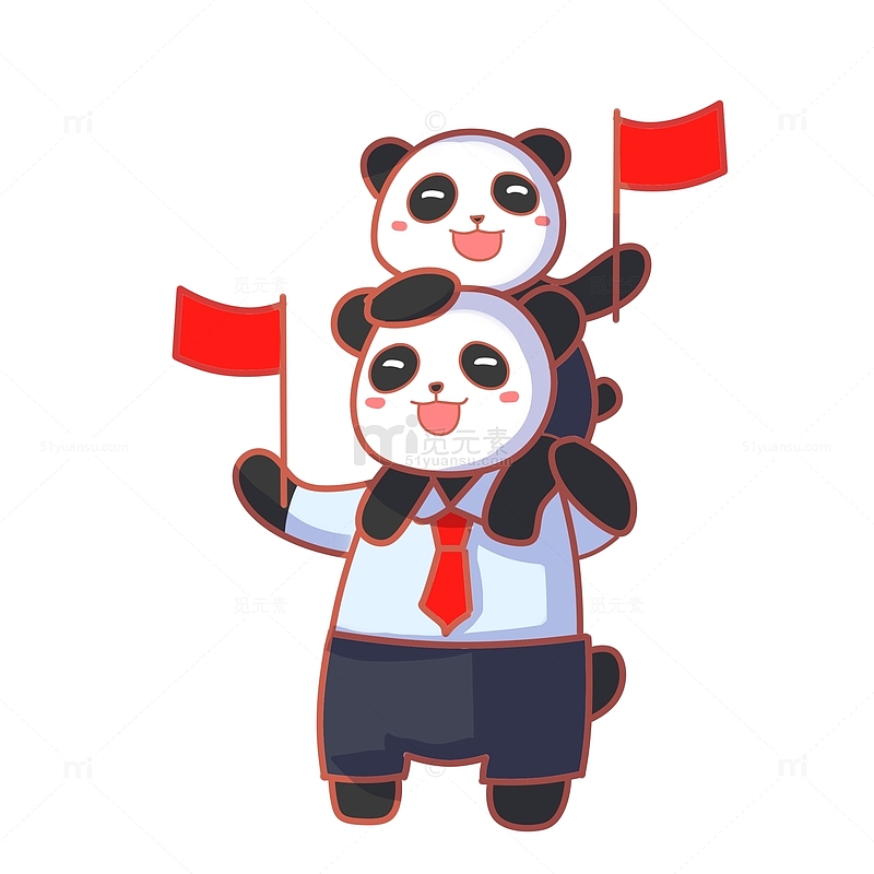 欢度国庆卡通熊猫