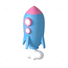 3d立体卡通可爱火箭烟雾图标素材