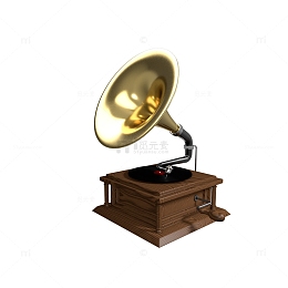 3D立体复古留声机元素