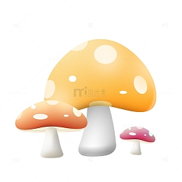 3D立体卡通蘑菇PSD