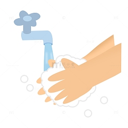 疫情防护勤洗手卡通插画元素手抄宣传元素