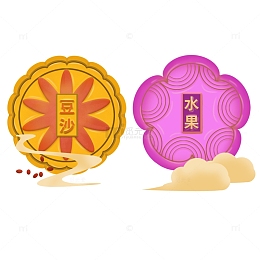 月饼点豆沙心水果馅料手绘元素豆