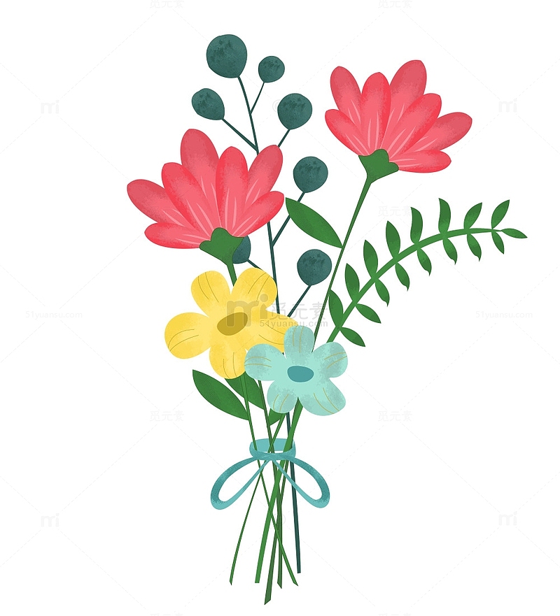 清新小花束花卉植物手绘素材