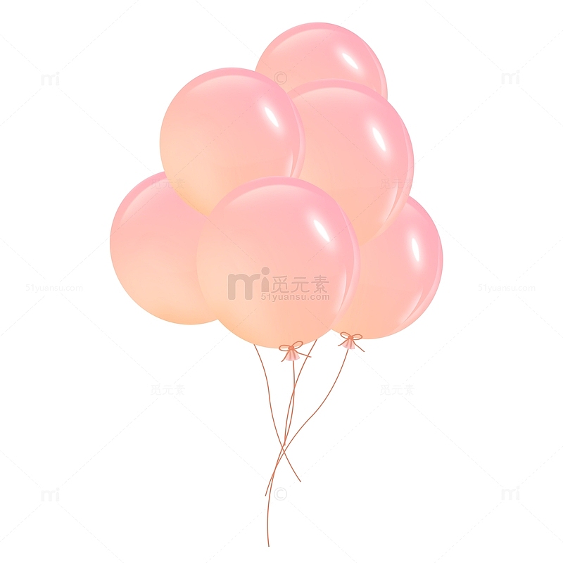 手绘小清新粉红渐变气球束元素