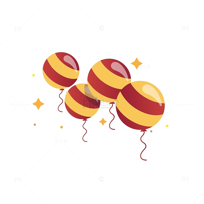 喜庆红黄圆形条纹气球国庆手绘元素