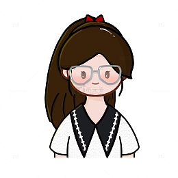 高马尾渐变粉眼镜女孩手绘
