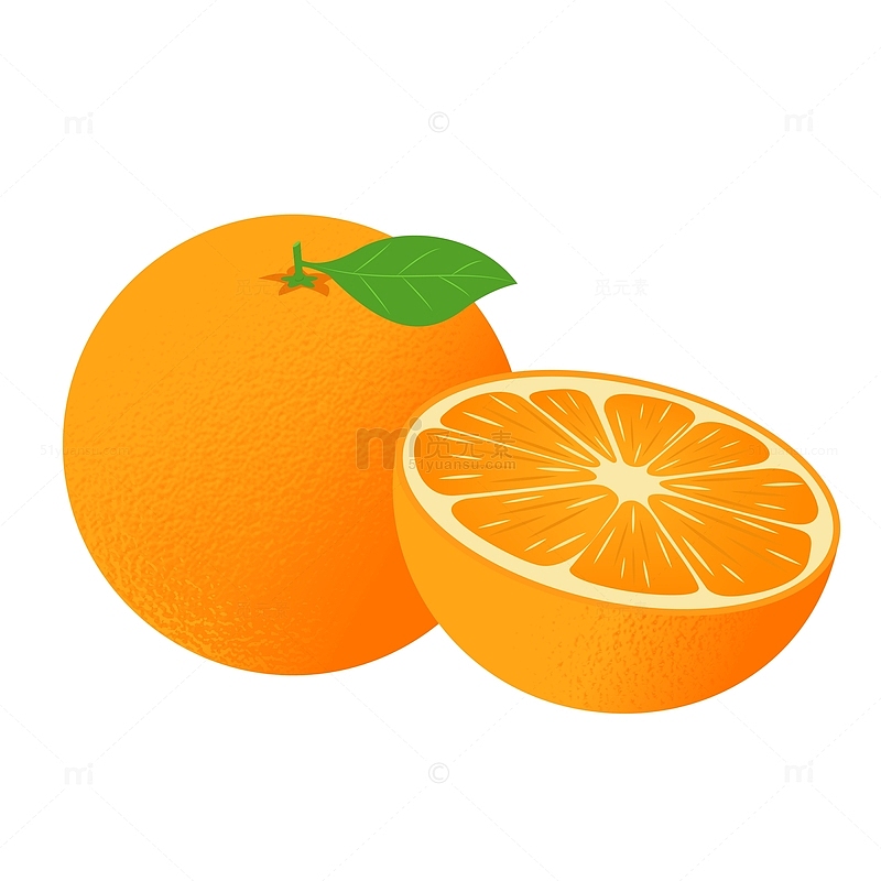 橙色橙子卡通手绘图