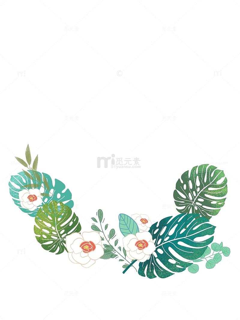 小清新花卉绿植元素卡通手绘图