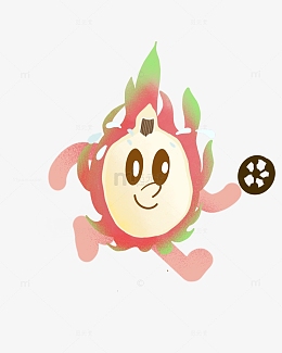 红绿色卡通拟人化火龙果动态手绘图