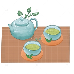 白露清茶中国风二十四节气手绘茶杯茶壶