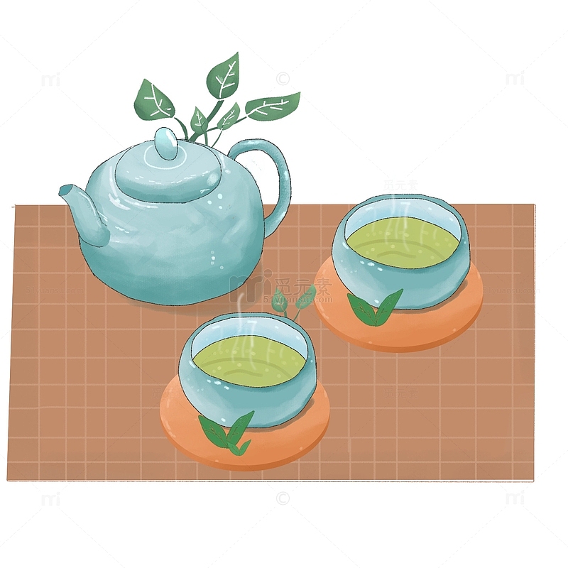 白露清茶中国风二十四节气手绘茶杯茶壶