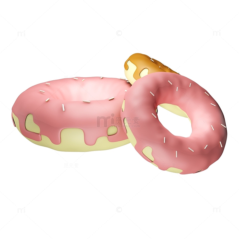 粉色奶油甜甜圈C4D甜甜圈元素