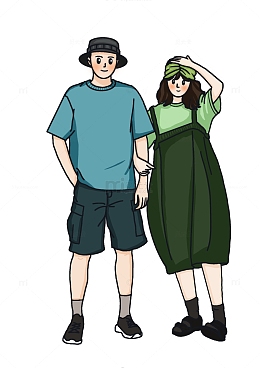 扁平风情侣合照