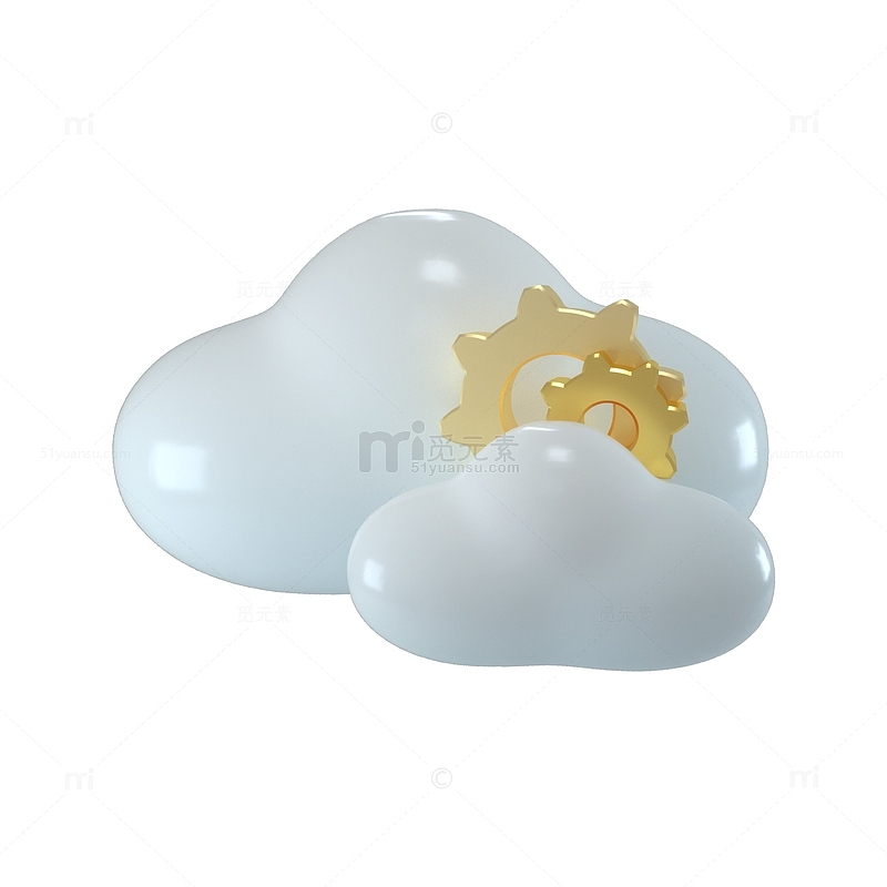 3D立体云传输云设置云空间云朵图标