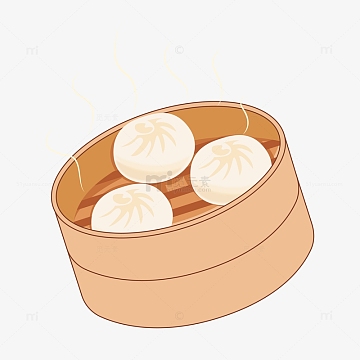 白色卡通美味包子手绘图