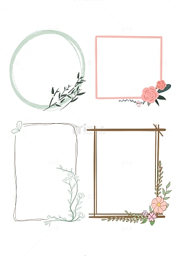 绿色小清新花朵边框纹样手绘图