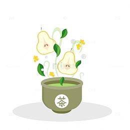 白露茶秋季热茶绿茶杯梨干桂花元素