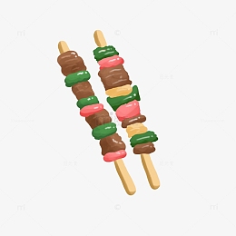 卡通手绘地方小吃羊肉串串串插画元素