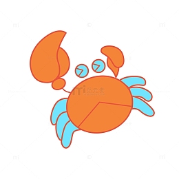 螃蟹，小清新，中秋，手绘