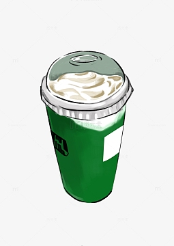 绿色小清新奶茶手绘图