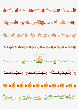卡通植物花朵水果几何分割线边框装饰