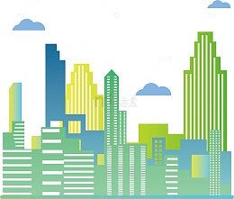 绿色科技感现代线条城市建筑矢量元素