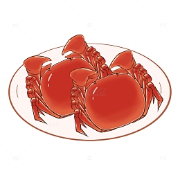 卡通手绘大闸蟹素材