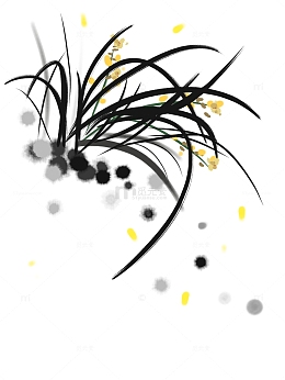 黑白水墨兰花国画